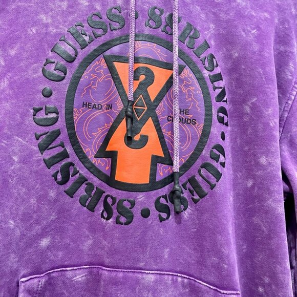 GUESS 88 RISING HOODIE SWEATSHIRT HEAD IN THE CLOUDS SZ L PURPLE ACID STREETWEAR - Picture 10 of 16